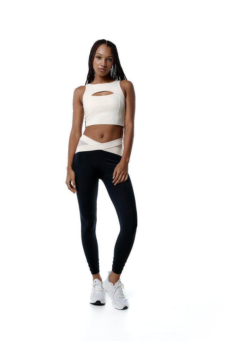 Top deportivo sujeción alta Taijitu - Cream-Black Limba