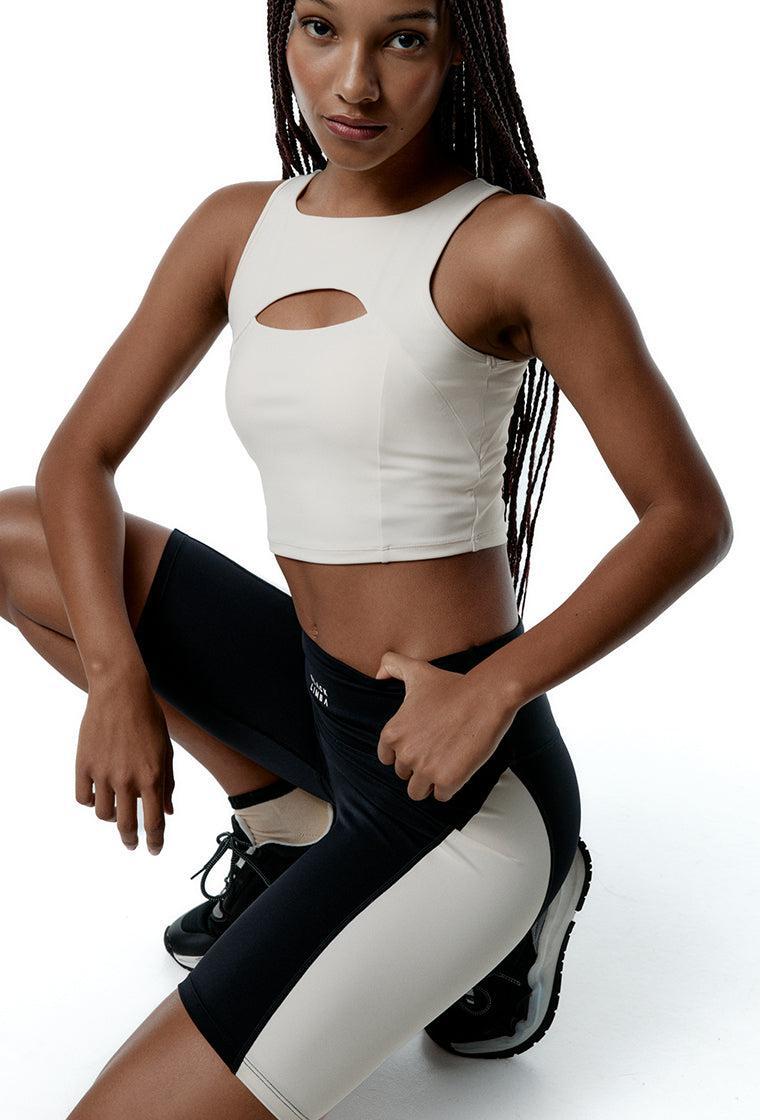 Top deportivo sujeción alta Taijitu - Cream-Black Limba