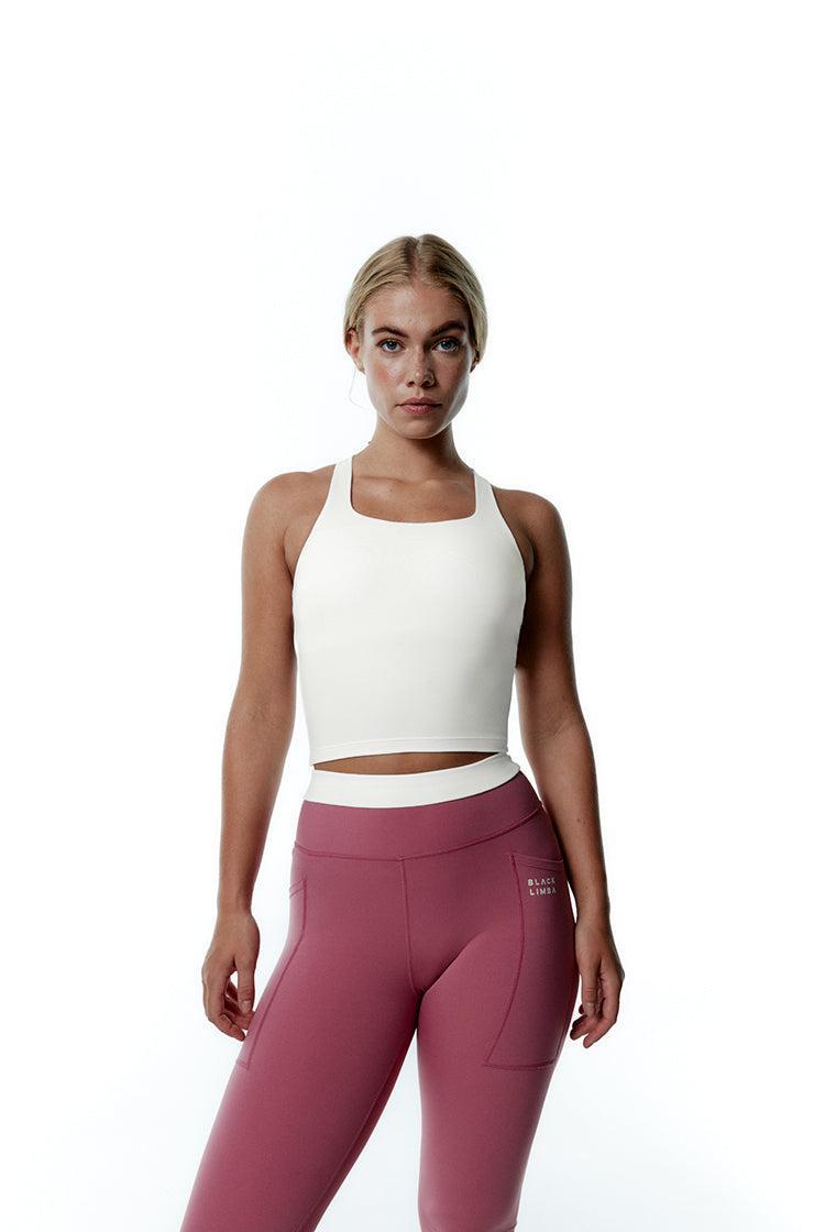 Top deportivo sujeción baja ApexFit - Cream-Black Limba