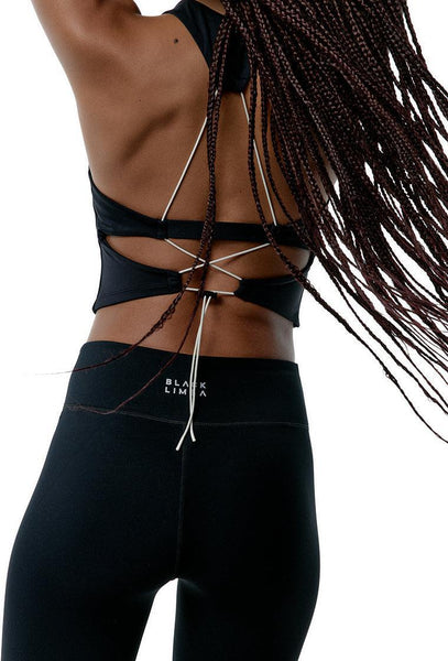 Top deportivo sujeción baja Echo - Black & Cream-Black Limba