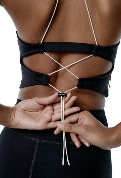 Top deportivo sujeción baja Echo - Black & Cream-Black Limba