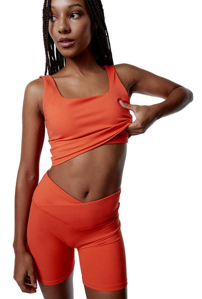 Top deportivo sujeción media Bhakti - Coral-Black Limba