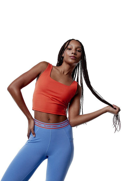 Top deportivo sujeción media Bhakti - Coral-Black Limba