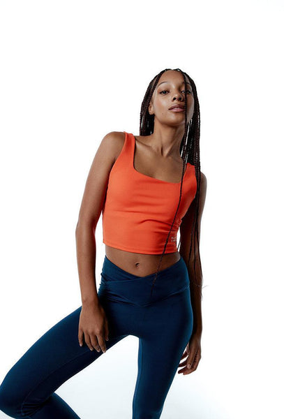 Top deportivo sujeción media Bhakti - Coral-Black Limba