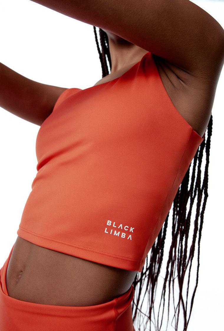 Top deportivo sujeción media Bhakti - Coral-Black Limba