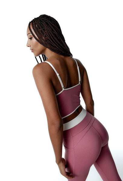 Top deportivo sujeción media CourtEdge - Dusty rose & Cream-Black Limba