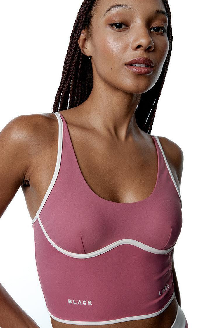 Top deportivo sujeción media CourtEdge - Dusty rose & Cream-Black Limba