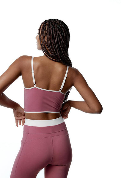 Top deportivo sujeción media CourtEdge - Dusty rose & Cream-Black Limba