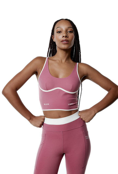 Top deportivo sujeción media CourtEdge - Dusty rose & Cream-Black Limba