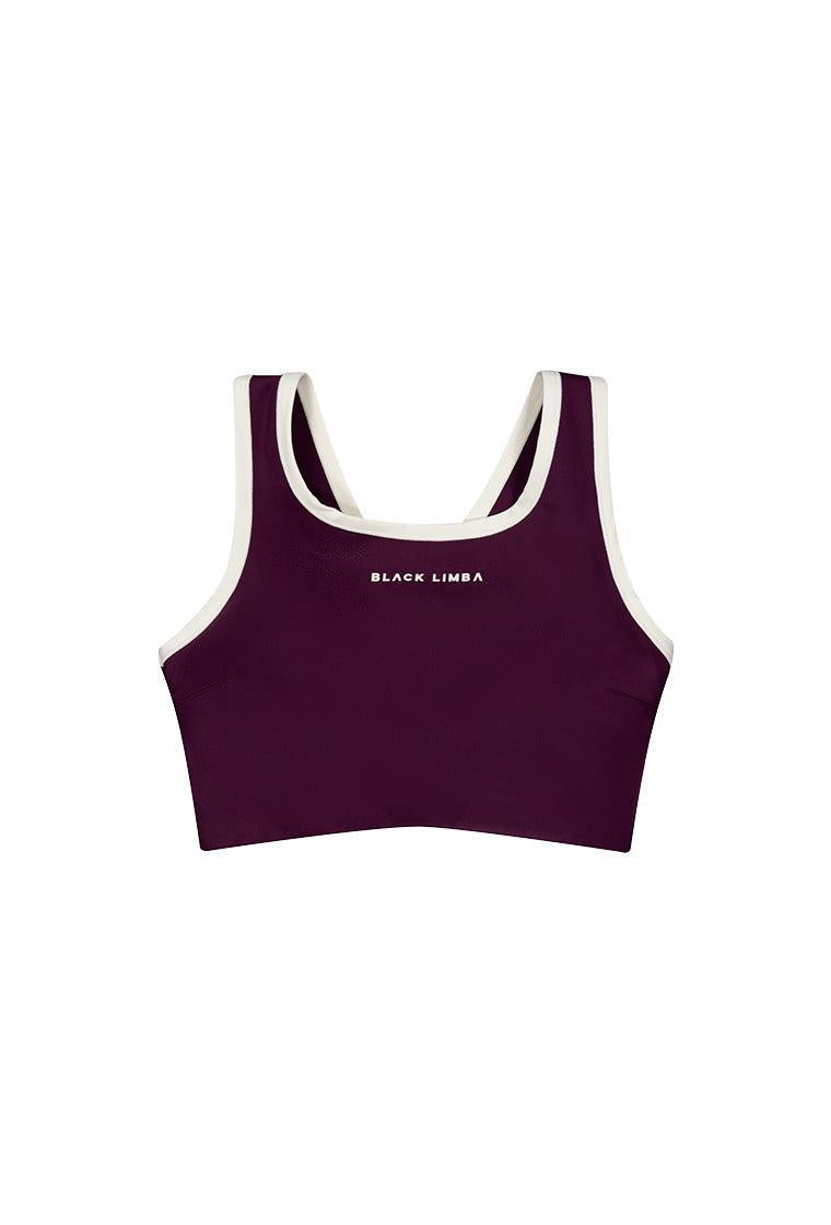 Top deportivo sujeción media CourtPulse - Plum & Cream-Black Limba