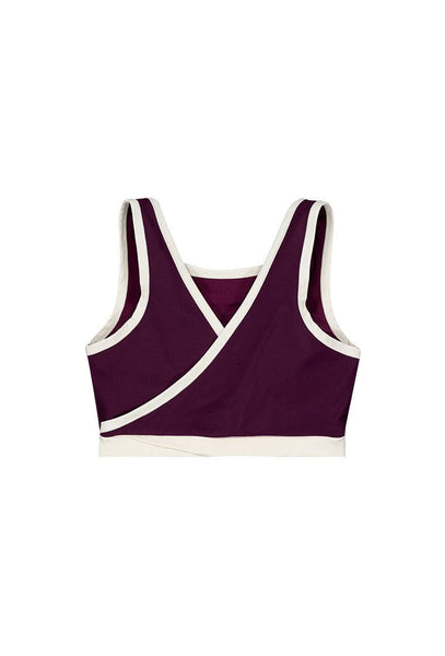 Top deportivo sujeción media CourtPulse - Plum & Cream-Black Limba