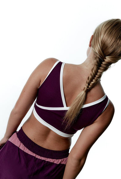 Top deportivo sujeción media CourtPulse - Plum & Cream-Black Limba