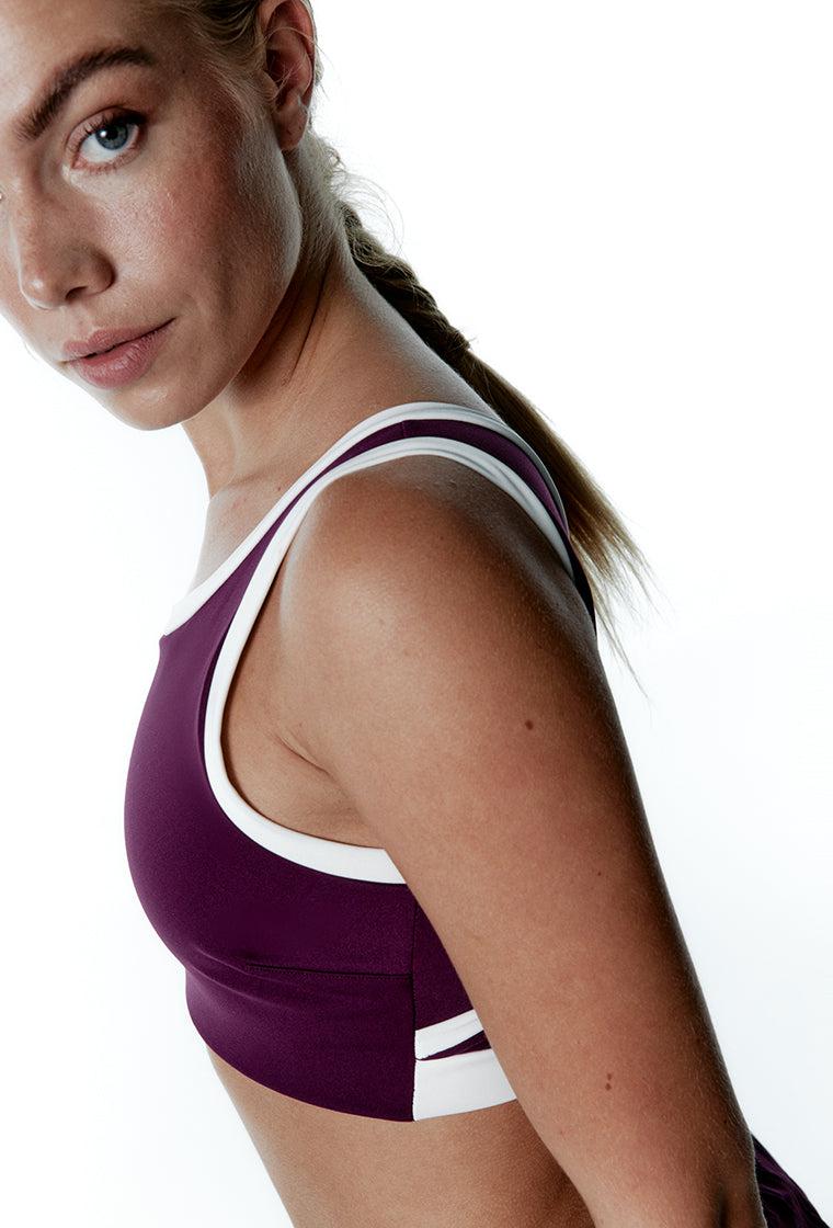 Top deportivo sujeción media CourtPulse - Plum & Cream-Black Limba