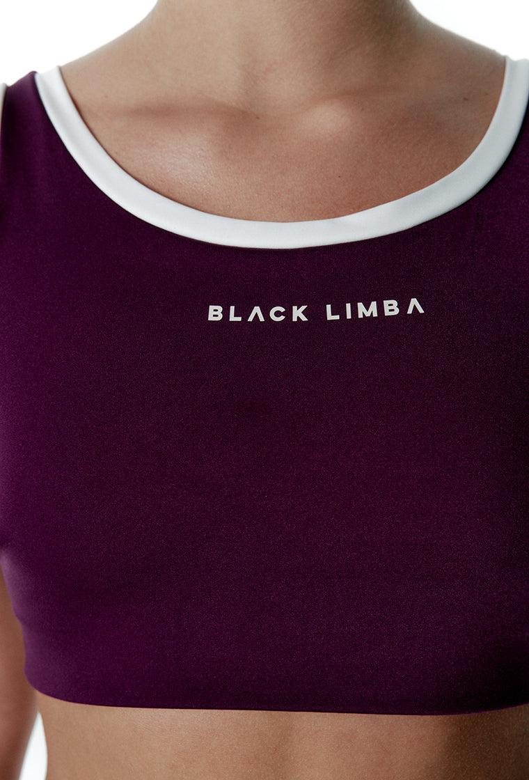 Top deportivo sujeción media CourtPulse - Plum & Cream-Black Limba