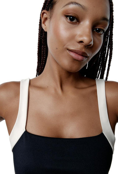 Top deportivo sujeción media Fusion - Black & Cream-Black Limba