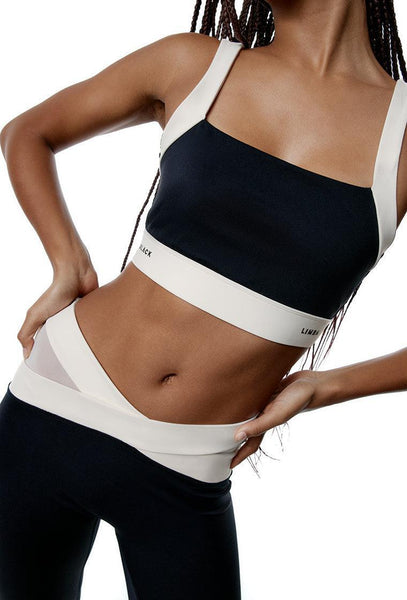 Top deportivo sujeción media Fusion - Black & Cream-Black Limba