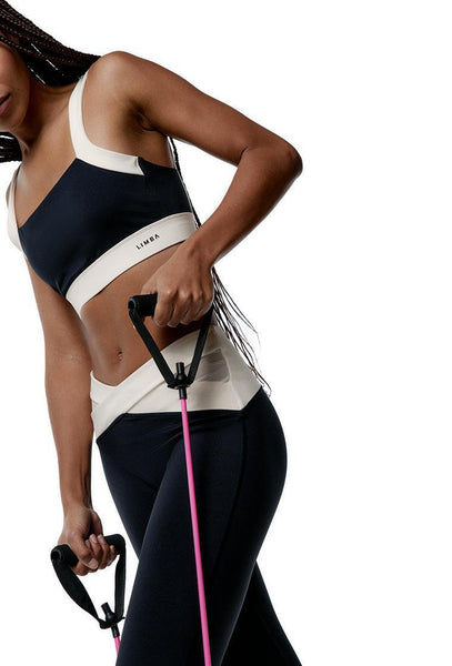 Top deportivo sujeción media Fusion - Black & Cream-Black Limba