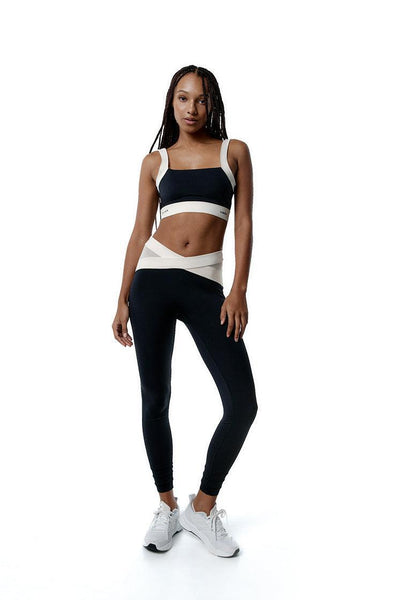 Top deportivo sujeción media Fusion - Black & Cream-Black Limba