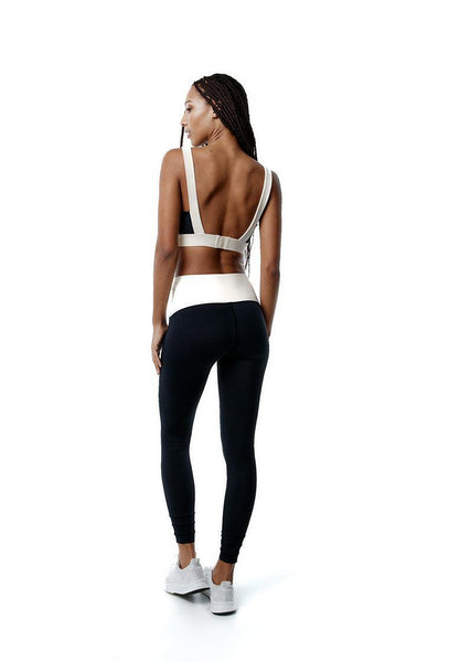 Top deportivo sujeción media Fusion - Black & Cream-Black Limba