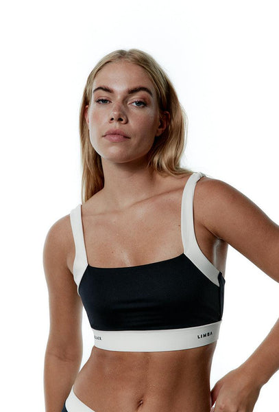 Top deportivo sujeción media Fusion - Black & Cream-Black Limba