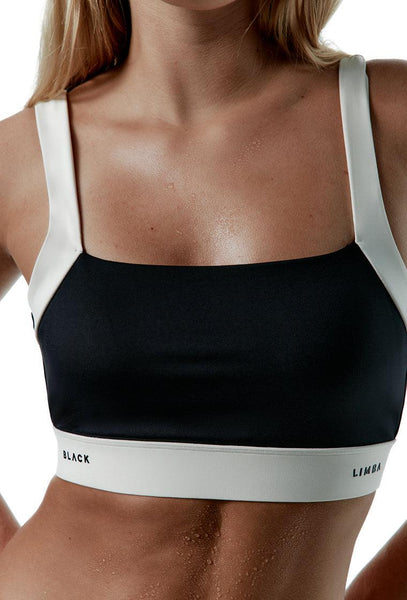 Top deportivo sujeción media Fusion - Black & Cream-Black Limba