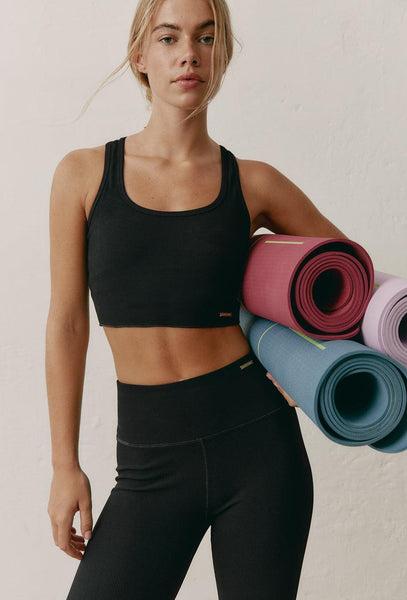 Top deportivo sujeción media Jari - Black-Black Limba