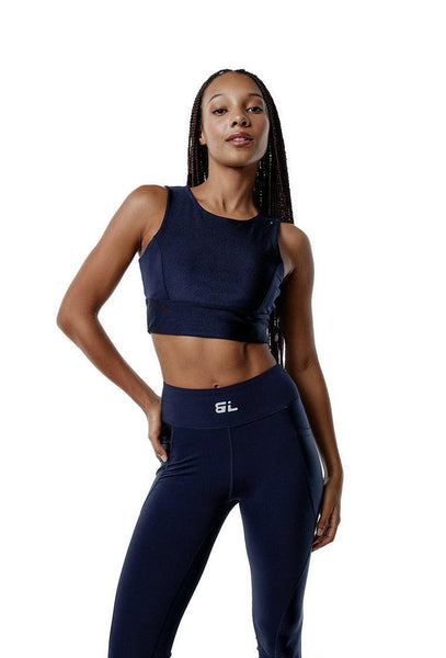 Top deportivo sujeción media LiftPower - Midnight blue-Black Limba