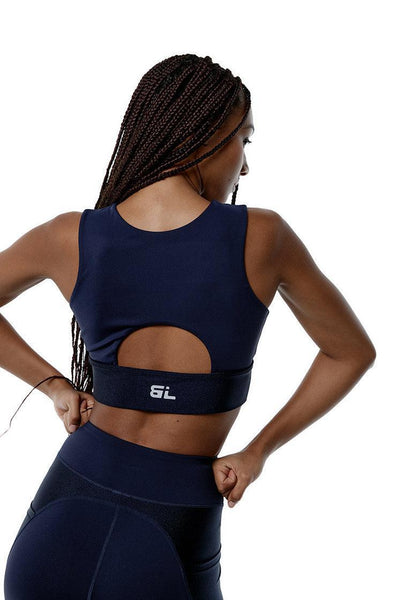 Top deportivo sujeción media LiftPower - Midnight blue-Black Limba