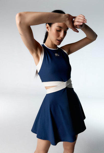 Vestido deportivo Venus - Navy & Cream-Black Limba
