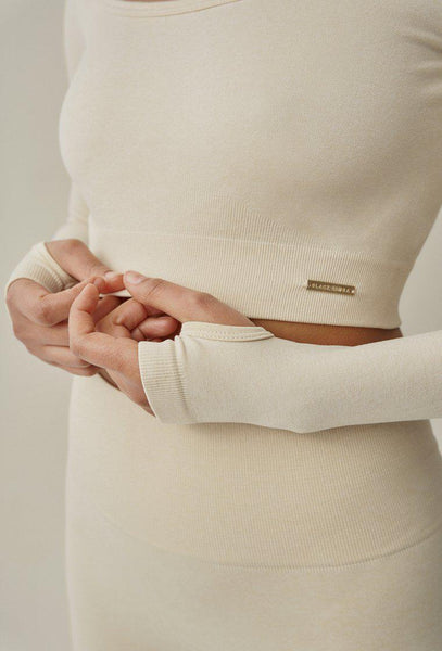 T-shirt Long Sleeve Mangata - Ivory.-Black Limba