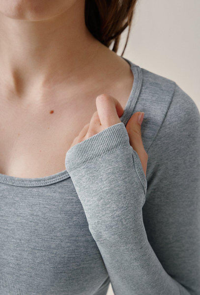 T-shirt Long Sleeve Mangata - Steel Blue-Black Limba